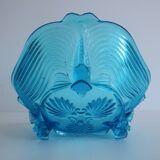 Rare Art Deco Glass Josef Inwald With Fish Feet Bowl-Gorgeous Rich Blue