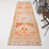 3x10 Orange & Beige Persian Vintage Runner Rug, 94x317Cm SK 22040