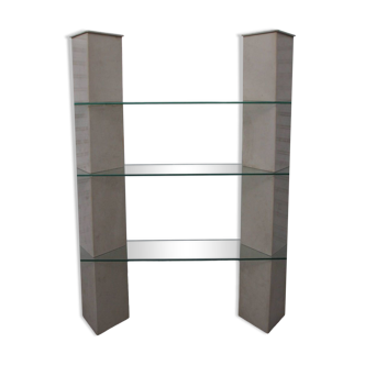 Marble and glass bookcase, Italy, 1980