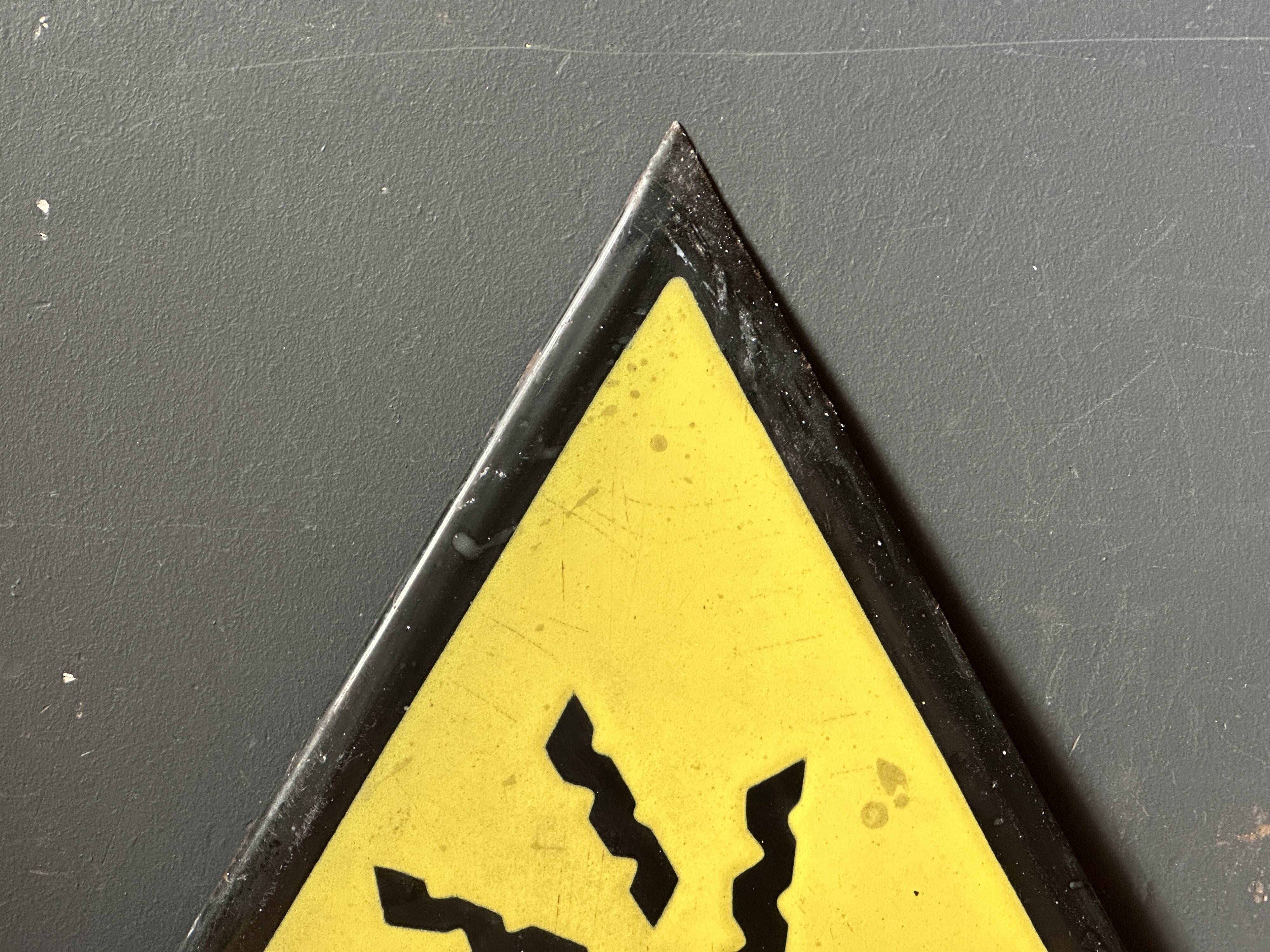 danger warning sign vintage european 1970's industrial enamel sign