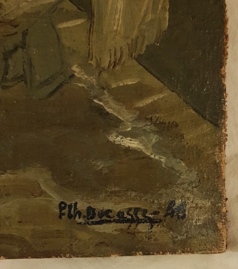 La lavandière huile sur toile XXe