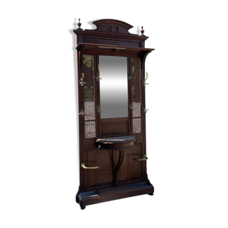 Antique oak cloakroom or coat rack