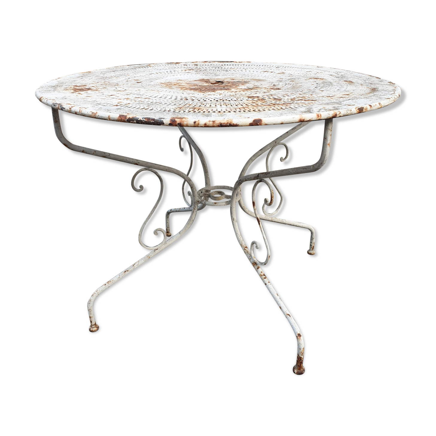 Old wrought iron garden table