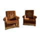 Pair of toad armchairs in old gold velvet