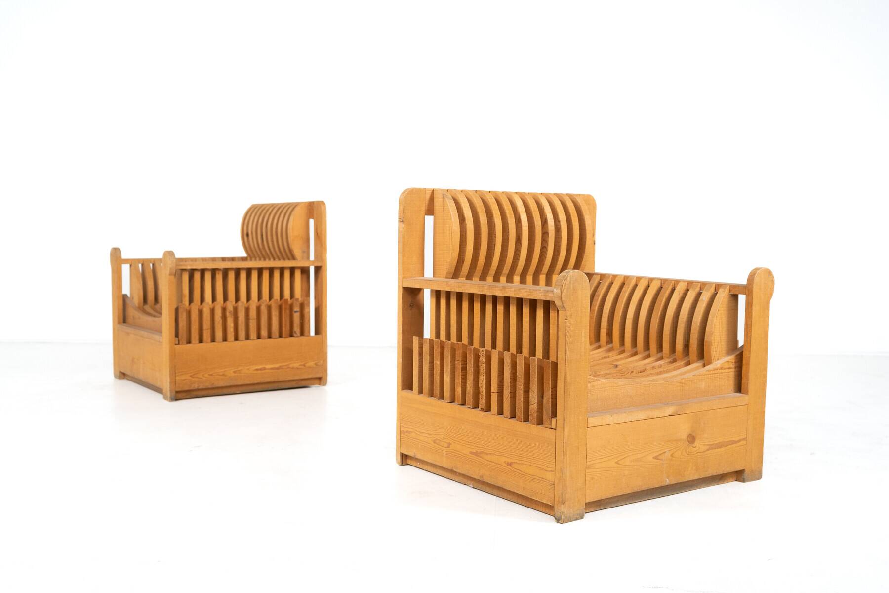 Pair of Armchairs from the " Mobili nella Valle" Series by Mario Ceroli for