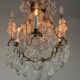 Cage chandelier, molded glass and bronze pendants, circa 1800