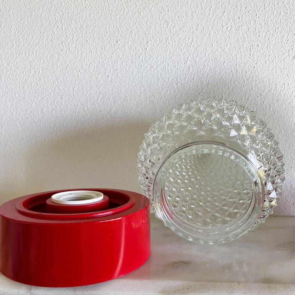 Set of 3 Italian red glass wall sconce lamps