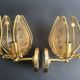 Pair of vintage brass wall sconces with glass shades