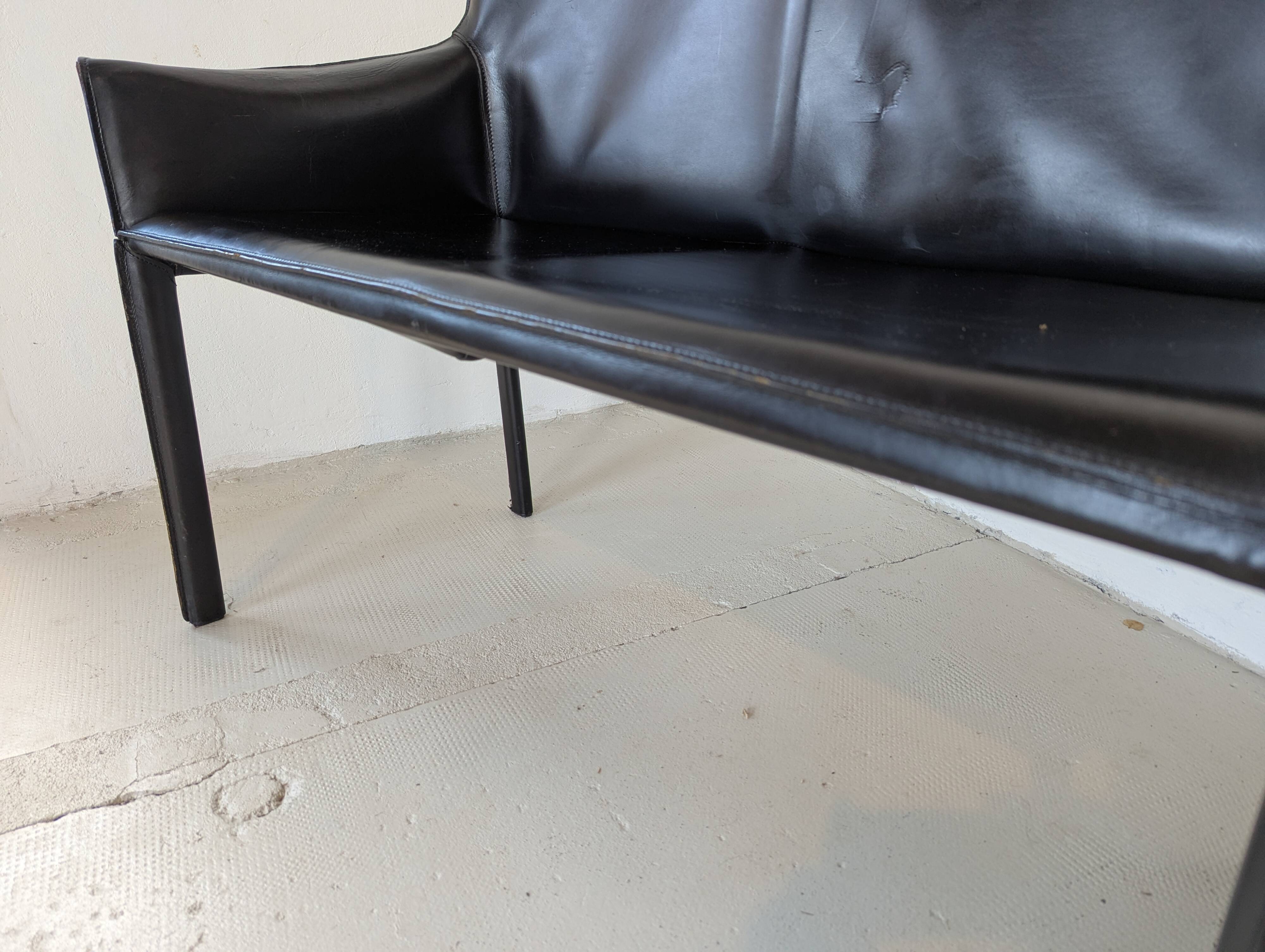 Italian designer leather bench, Enrico Pellizzoni