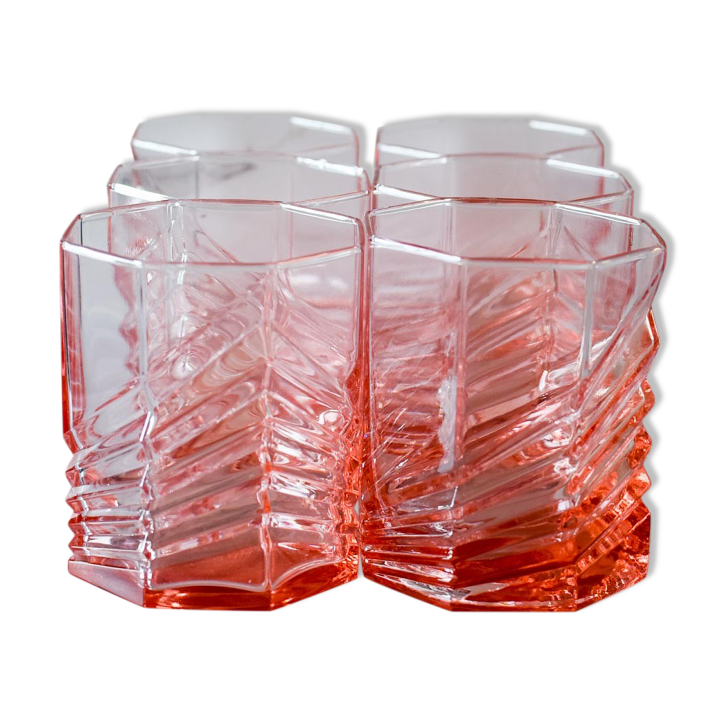Pink crystal whisky glasses