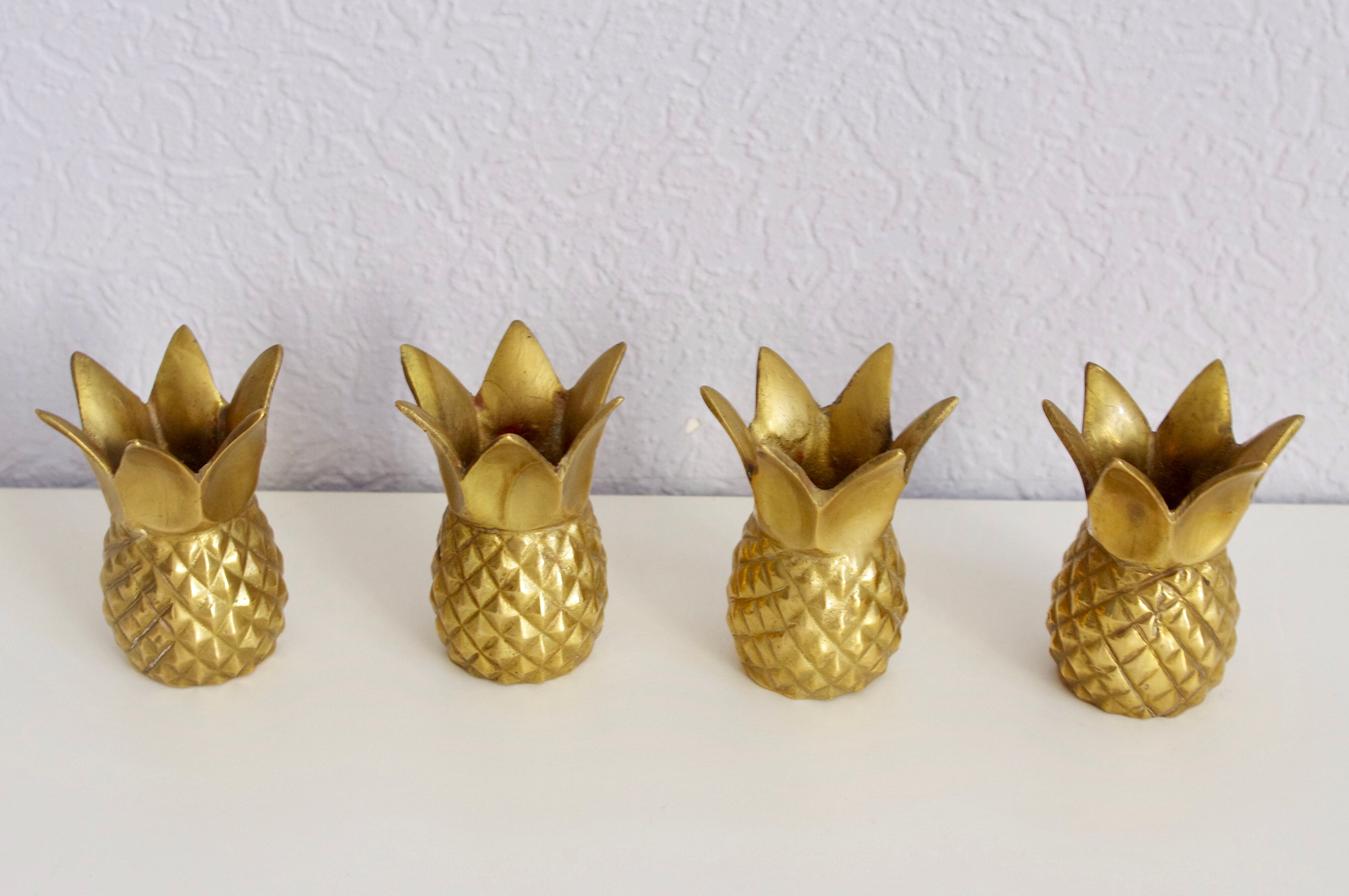 Pineapple brass candlesticks