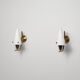 Pair of 1950s Italian Brass Sconces with Conical Opaline Glass Shades