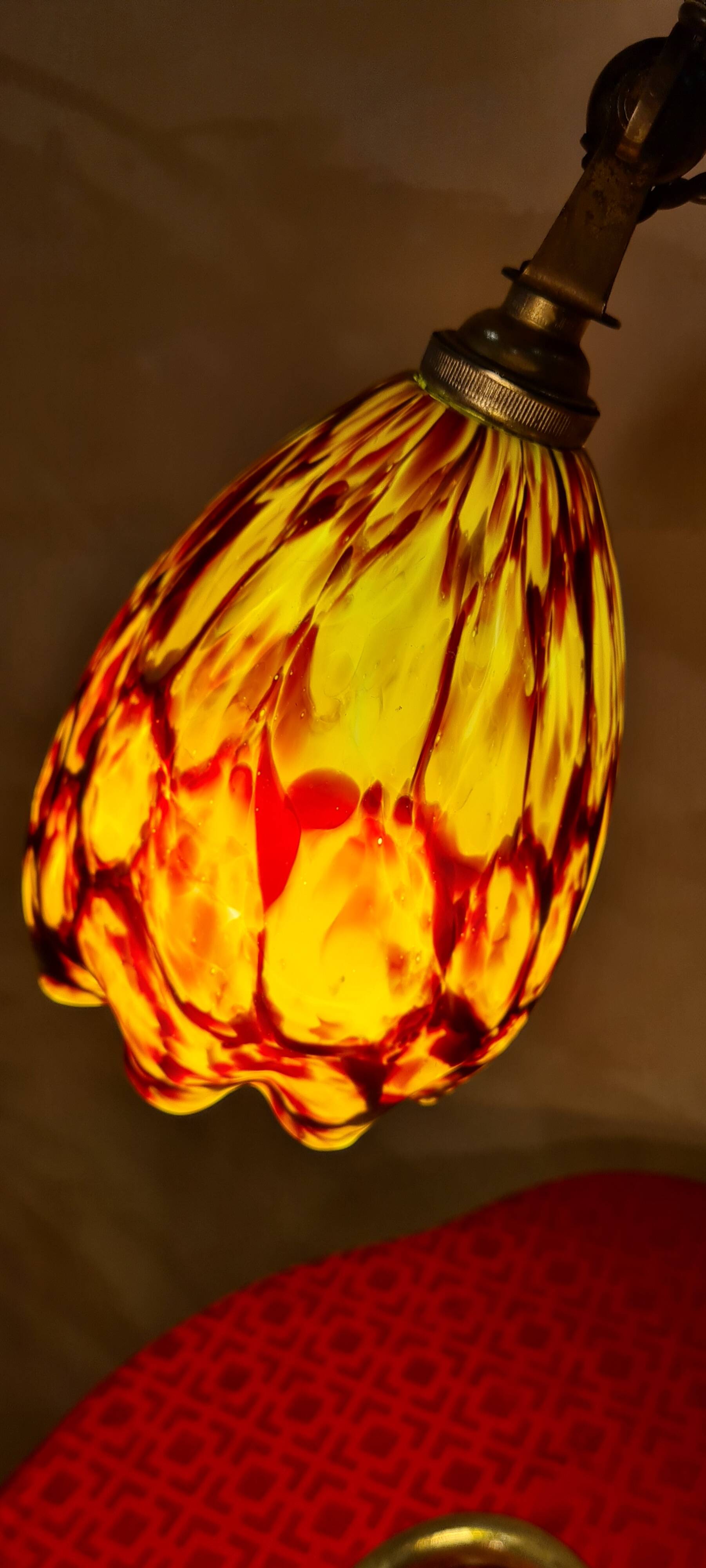 bronze and brass art nouveau lamp h 45x30 superb glass tulip 1930 elec