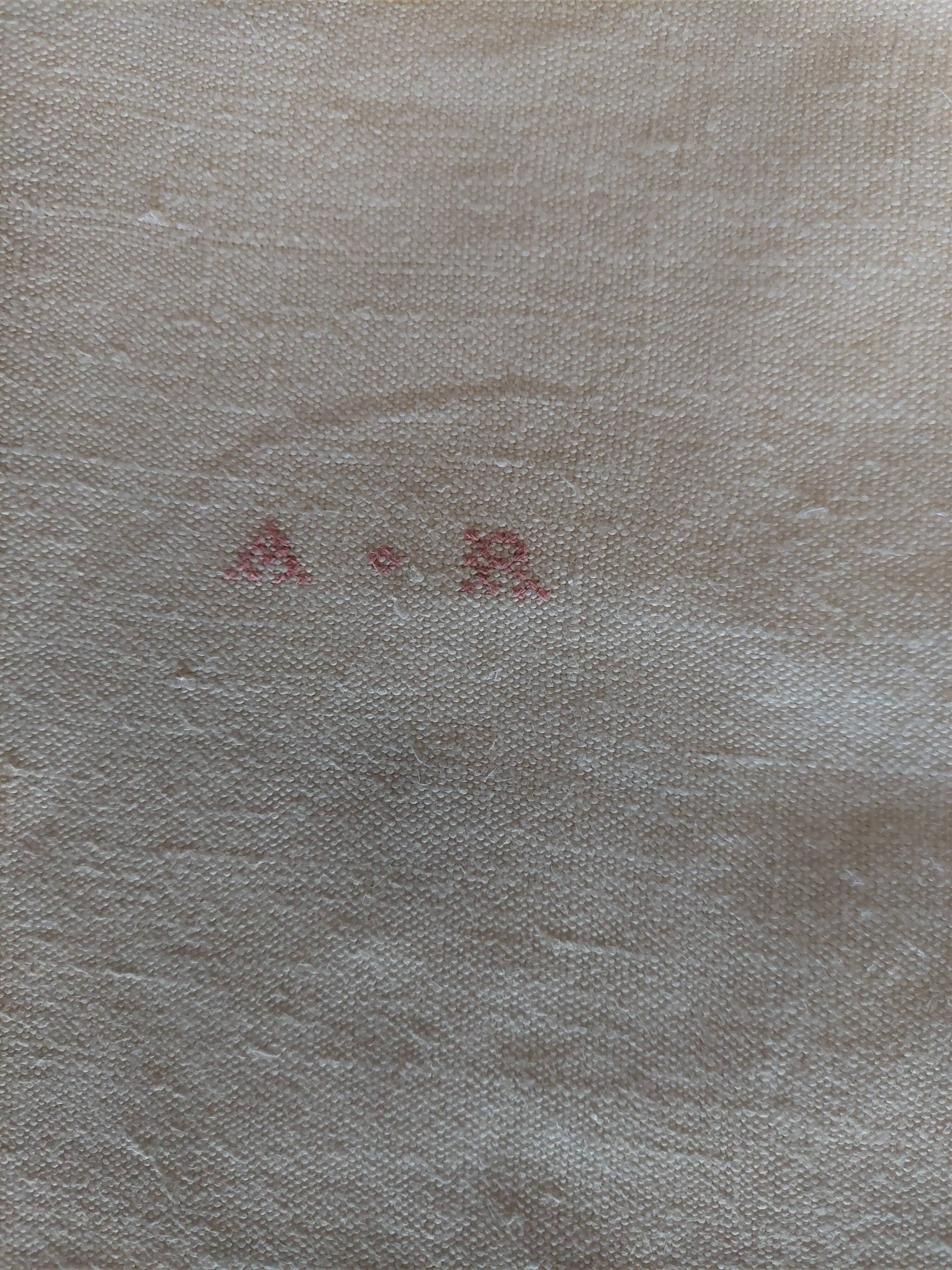 Old hemp sheet monogram AR 225 x 280 cm