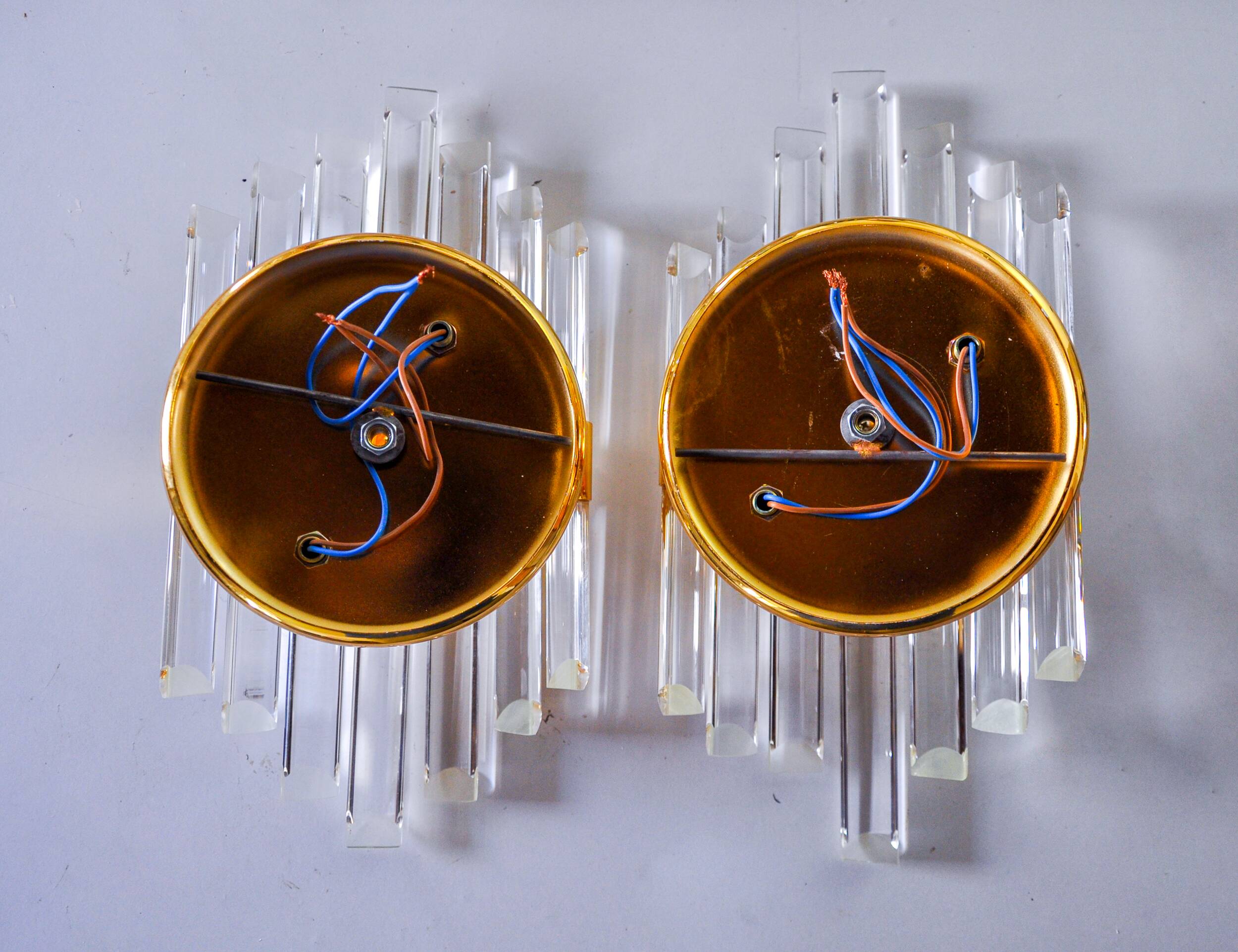 Pair of Venini Murano glass wall lights Italy 1970