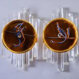 Pair of Venini Murano glass wall lights Italy 1970