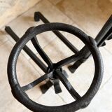 Pair of 18th century wrought iron andirons, log-carrying andirons