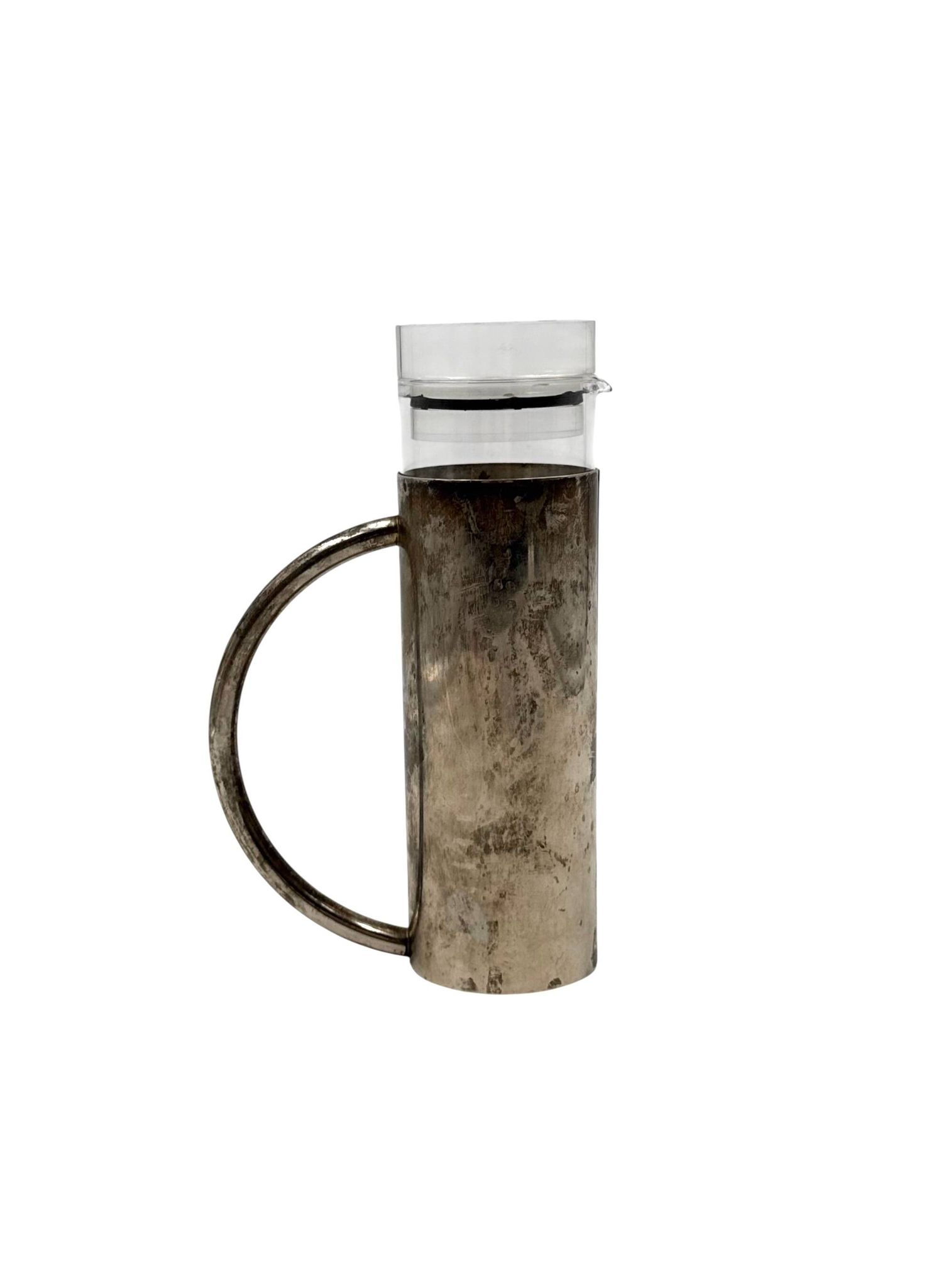 Modern silverplated and glass cruet mod. Oilvine, Lino Sabattini Italy 1970