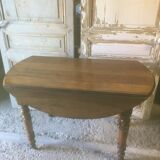 Walnut shutter table with drawer on wheels