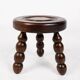 Low chair and turned wooden stool, Dudouyt style, France, 1940s