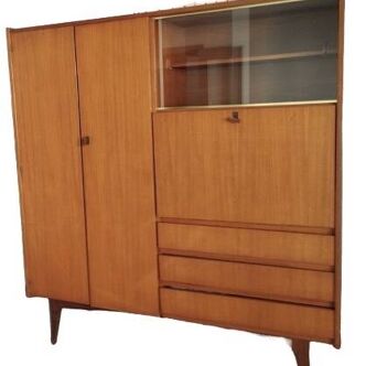 Armoire vintage scandinave en teck, secrétaire vintage en teck