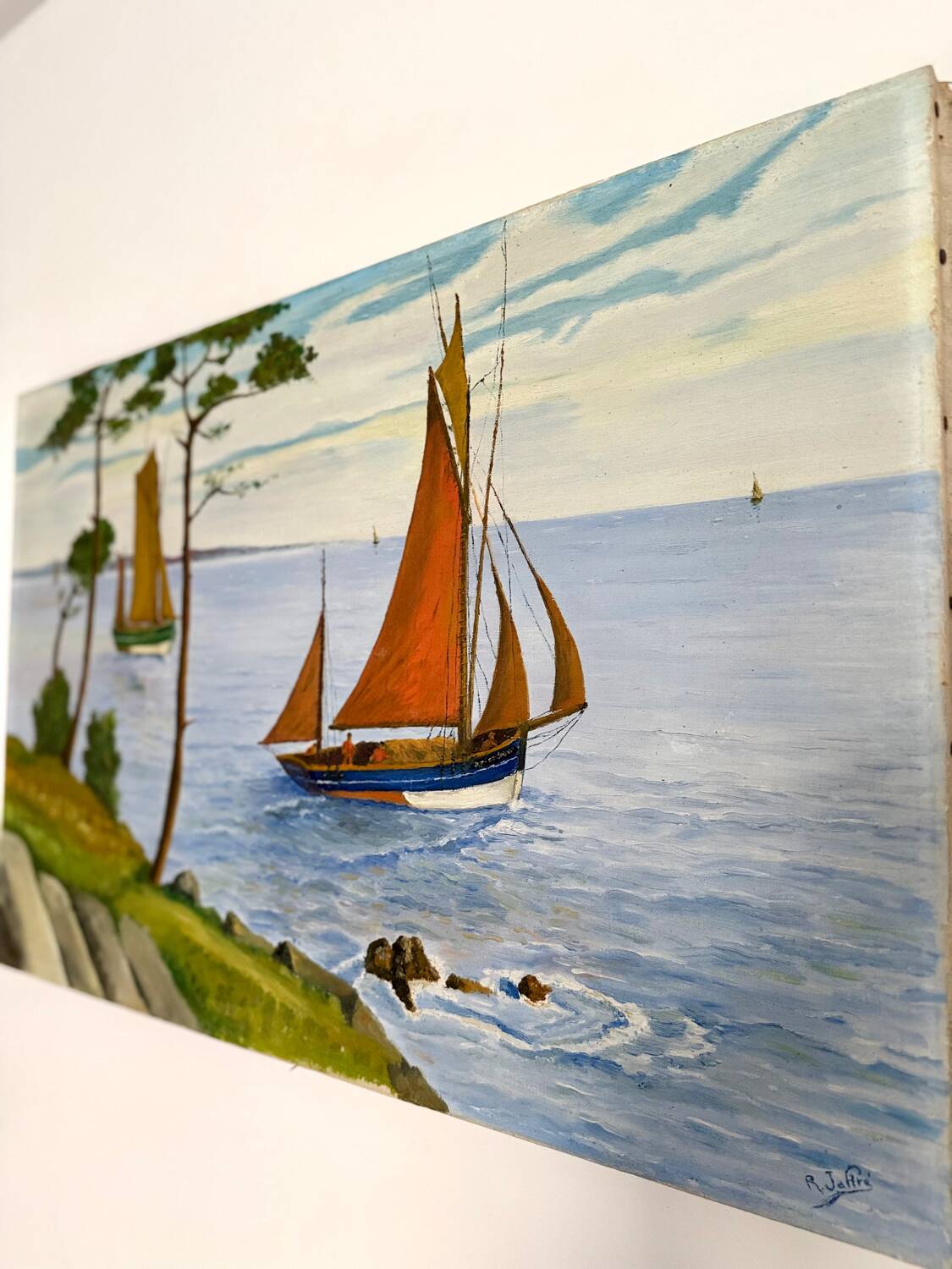 Oil on canvas, Marine signed Raymond JAFFRÉ (1918-2003)