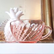6 Rosaline LUMINARC pink glass tea cups and saucers made in France