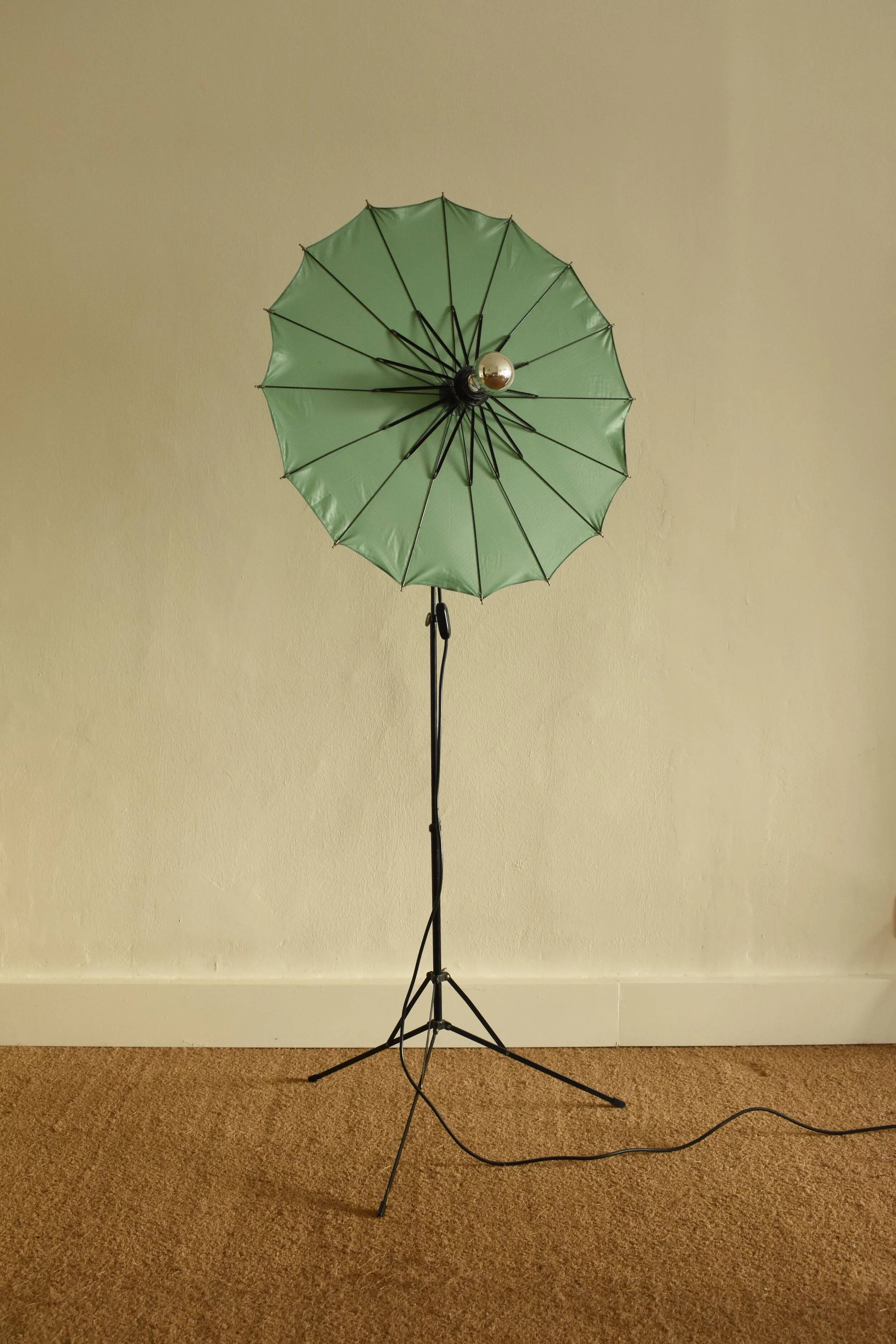 Green umbrella floor lamp