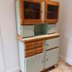 Mado wooden buffet, green and black tray, vintage.