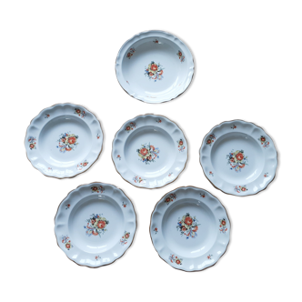 5 assiettes creuses et 1 plat en faience de Lunéville KG Marie-Thérèse