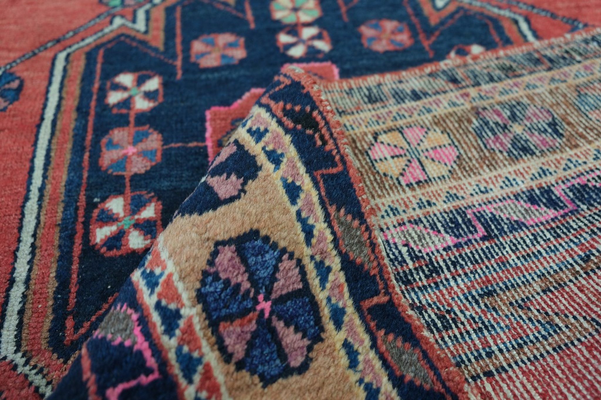 Tapis antique de maslaghan persan tissé à la main années 20 254x135cm