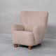 Danish mid-century wingback upholstered boucle armchair