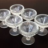 6 Standing ice cream cups Transparent gadrooned glass