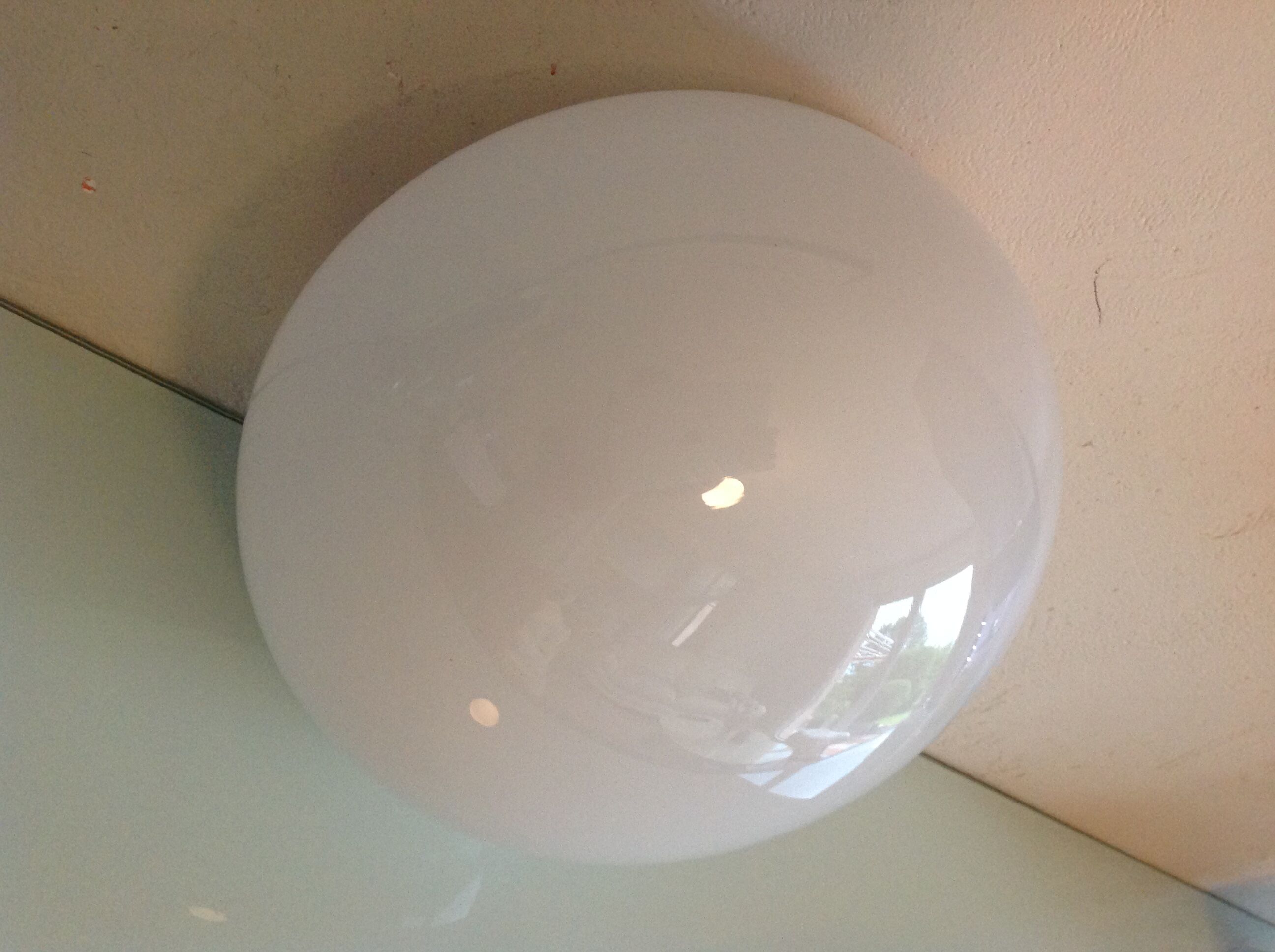 Half moon ceiling light in white opaline vintage 60s-70s