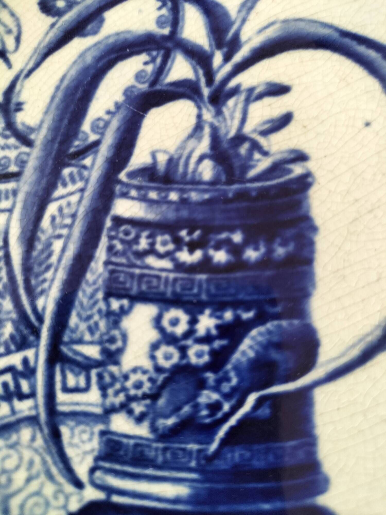 Antique plate with Chinese blue oriental decoration from the late 19th century.