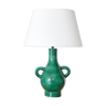 Large green enamelled ceramic lamp from 1950s