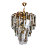Black Veca chandelier 3 levels, Murano glass, Italy, 1970