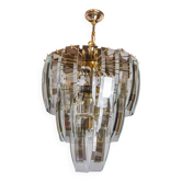 Lustre Veca noir 3 niveaux, verre de Murano, Italie, 1970
