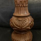 Soliflore vase 18cm in turned wood engraved hand fine patterns carved in France vintage old