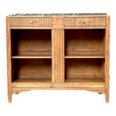 Antique low cabinet in wood and marble