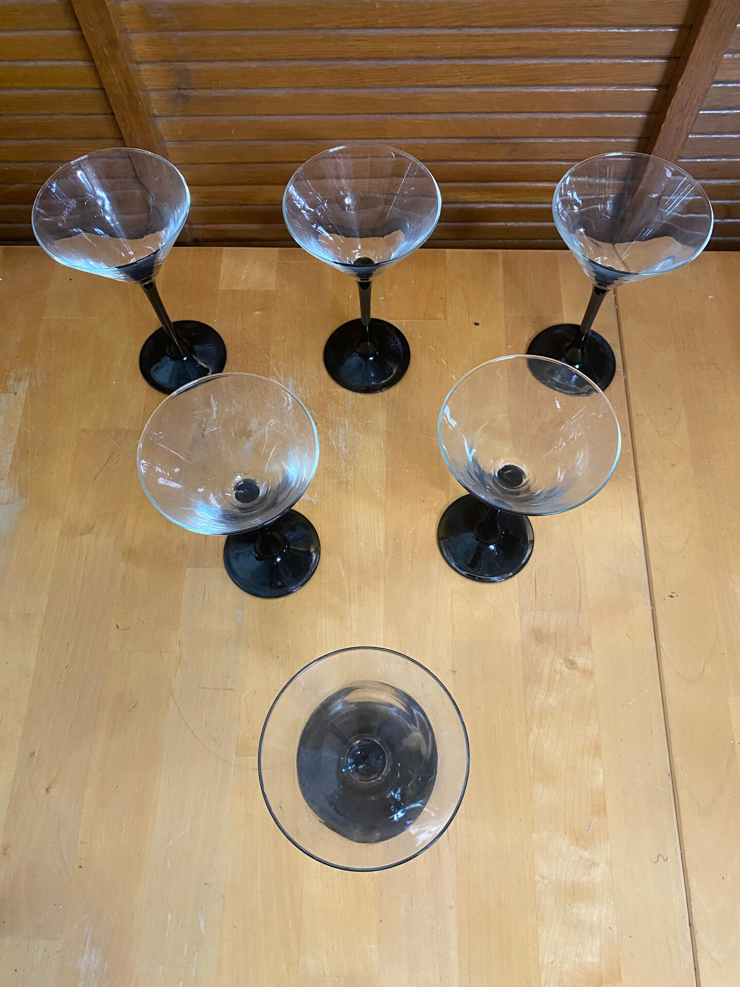 Set of 6 LUMINARC Domino Cocktail Glasses + Black Opaline Vintage