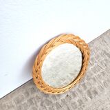 Small oval woven wicker mirror 23x30cm