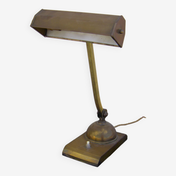 Lampe de bureau en laiton avec abat-jour pivotant