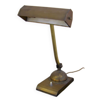 Lampe de bureau en laiton avec abat-jour pivotant