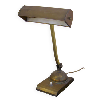 Brass desk lamp with swivel lampshade