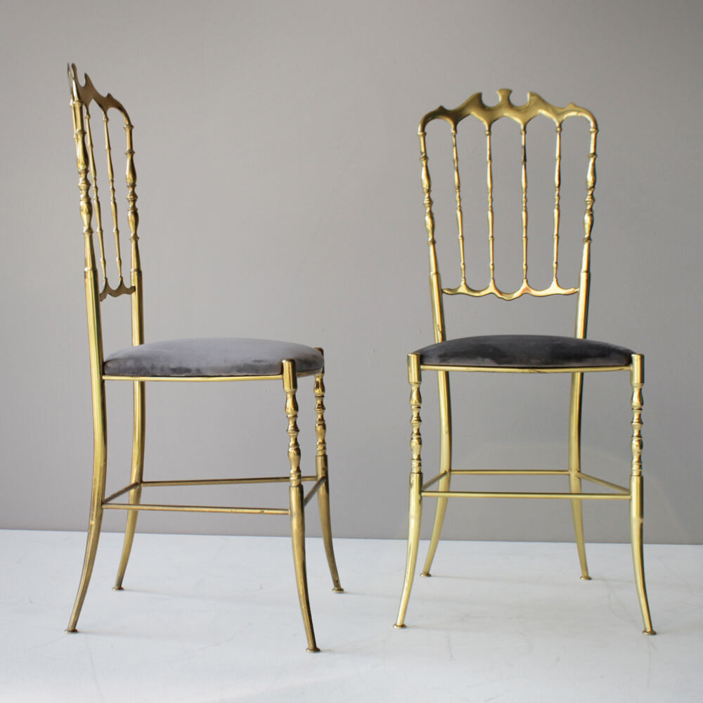 Pair of brass Italian Chiavari chairs