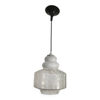Designer chandelier from the 70s in Murano frosted glass