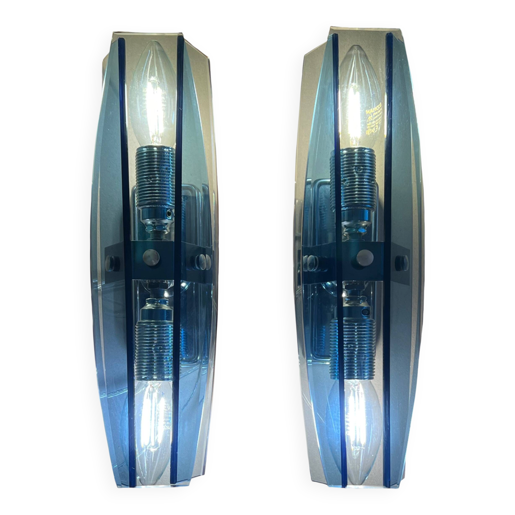 Pair of wall lights attributed to Veca for Fontana Arte, 70s