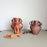 Hanging vase in solid wood carved / handcrafted