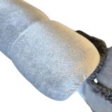 Light blue vintage sofa / armchair with fringes